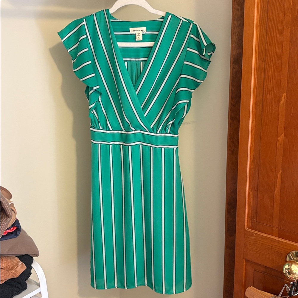 Monteau | Emerald Striped Dress